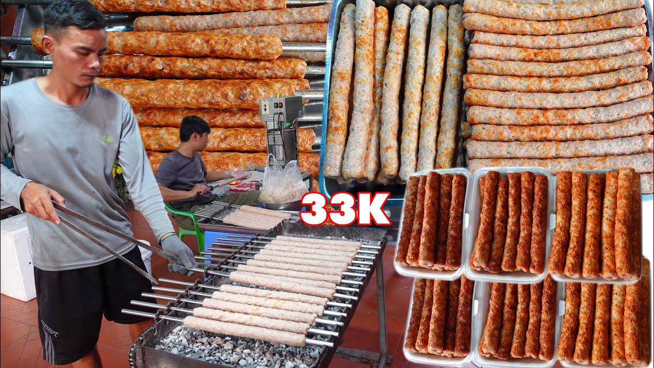 Sài Gòn xuất hiện lò nem nướng siêu dài máy làm nem siêu nhanh khách đông nướng tới đâu hết tới đó