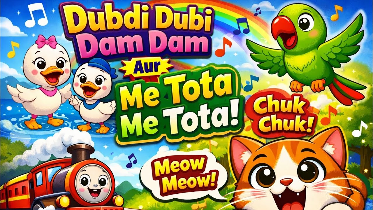 Dubdi Dubi Dam Dam | Me Tota Me Tota | Chuk Chuk Rail Aayi | Meow Meow Billi | Kids Cartoon Rhymes 