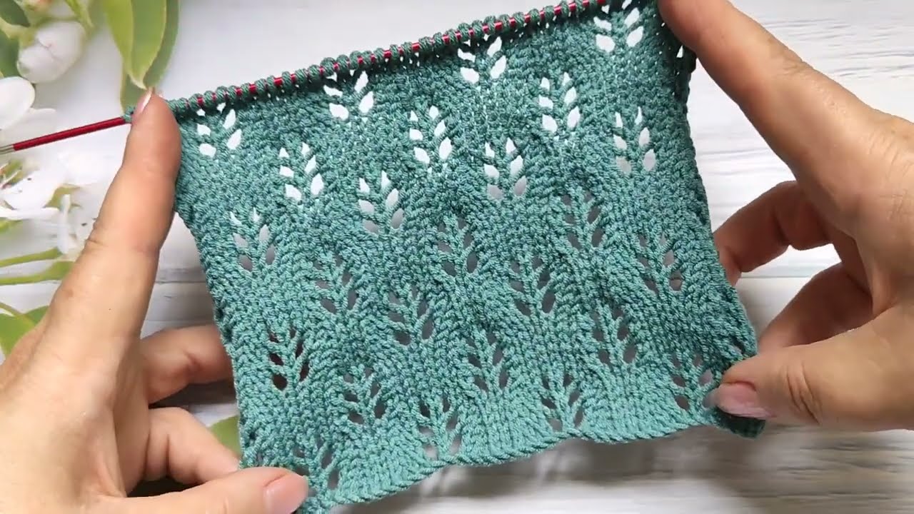 Leaves Knit Stitch | Ajour-Blattmuster stricken | Punto hojas a dos agujas | Punto foglie ai ferri