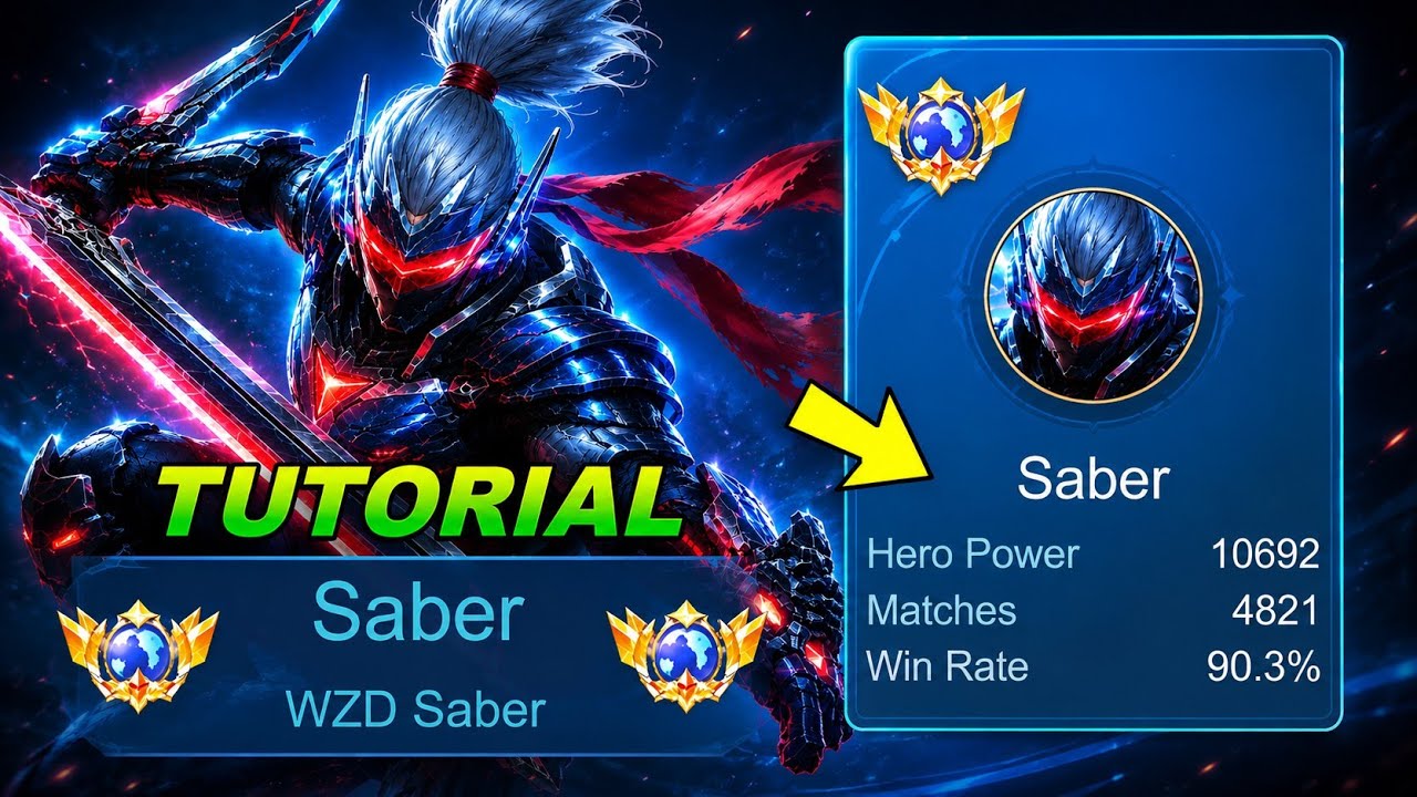 90% WIN RATE GLOBAL 1 SABER EMBLEM AND BUILD- SUPER DMGE 60% !! MLBB 2026