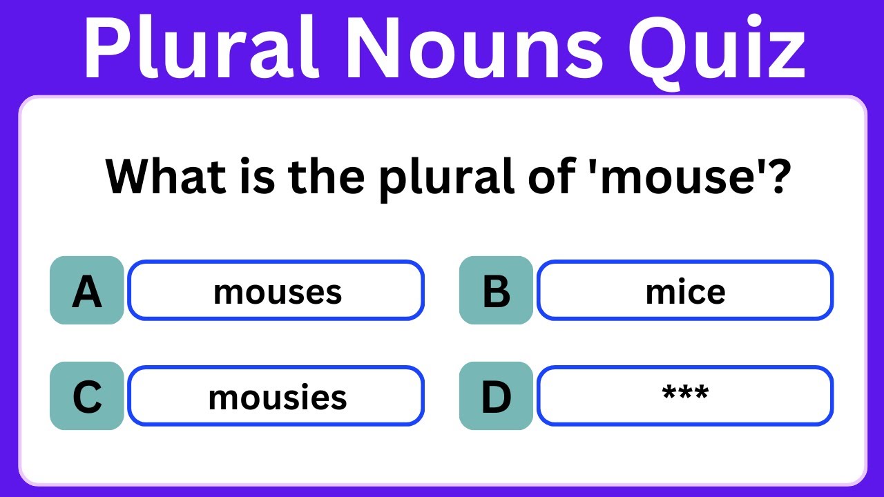 20 Plural Nouns Quiz
