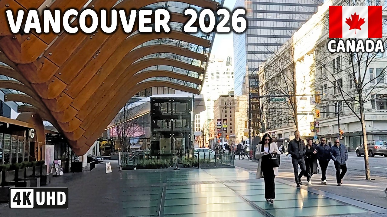 🇨🇦 【4K】☀️ Downtown Vancouver BC, Canada. February 2026. Relaxing Walk. Go Pro Hero 13.