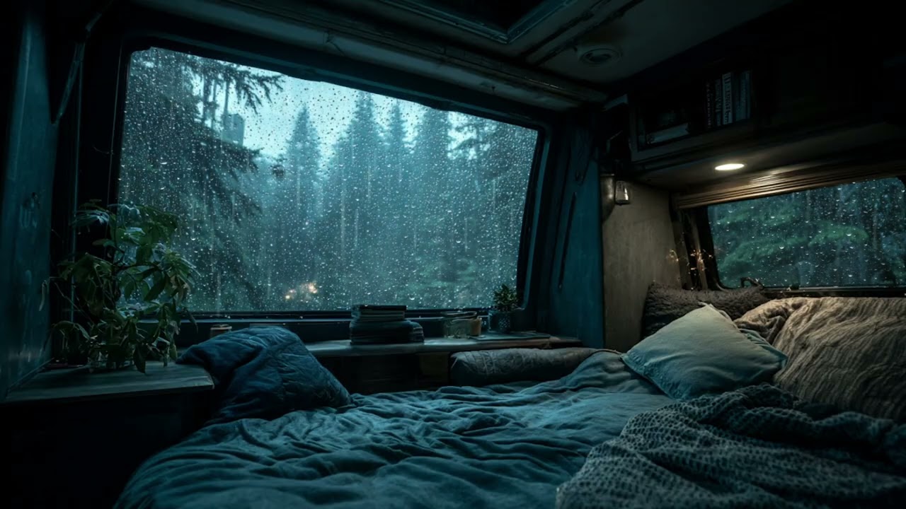 Heavy Rain & Thunder Inside a Car Cabin | Night Drive Storm Ambience, Deep Sleep & Calm Mind Sounds