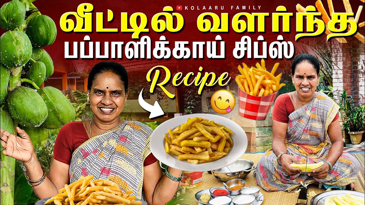 வீட்டில் வளர்ந்த பப்பாளிக்காய் சிப்ஸ் IN Tamil🍟 Recipe Papaya Chips..😋