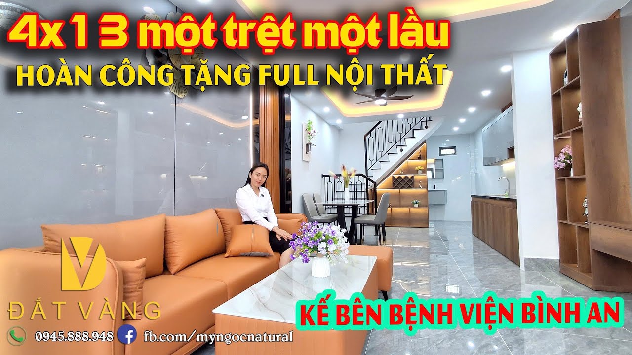 Nhà đẹp ngay trung tâm tặng full nội thất, hoàn công, 4x13 kế bệnh viện, trường học, chợ. 