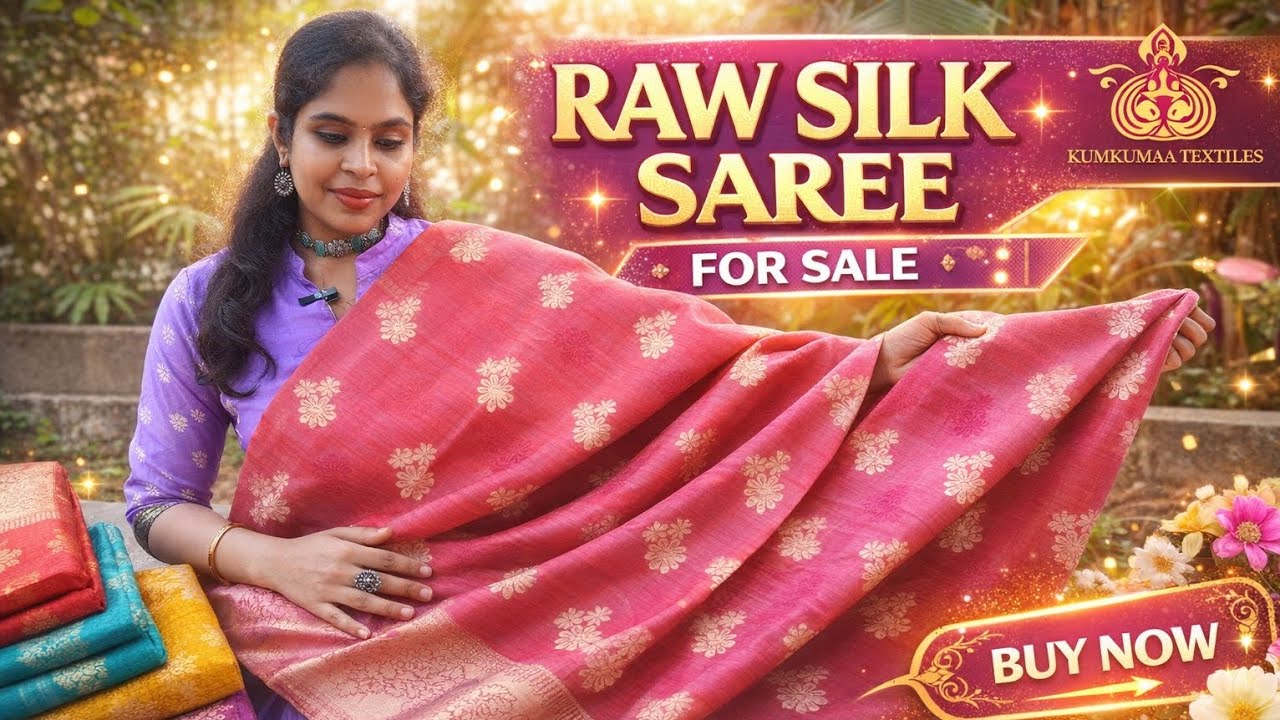 Raw silk fancy saree Kumkumaa.in 6380670766