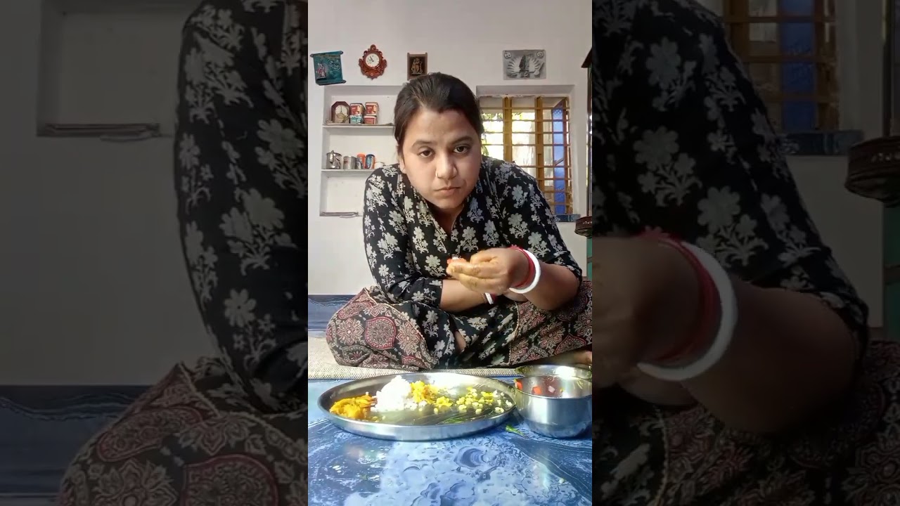 Rice। Cabbage Curry।Shak। Aalu tamatar Sabji।Salad 🤤🤤🤤 #eatingshow #riceeating 