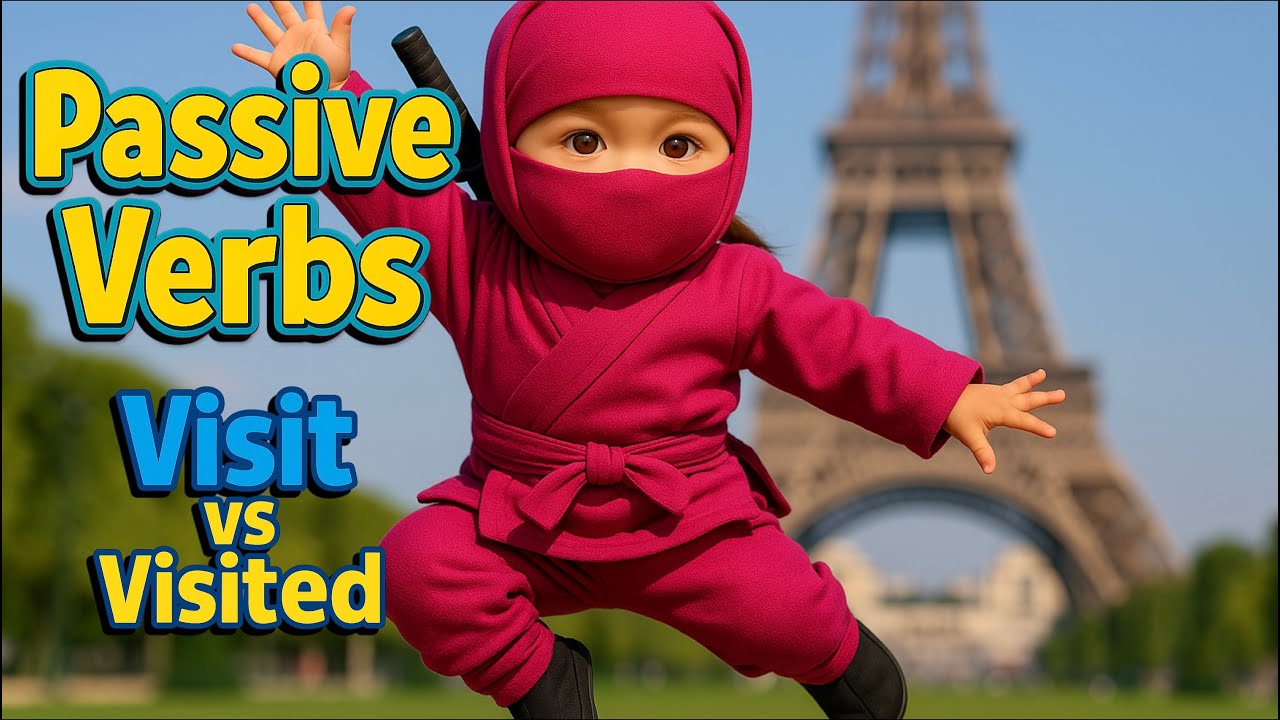 Passive Verbs Practice | Pink Ninja Part 1: Visit vs Visited