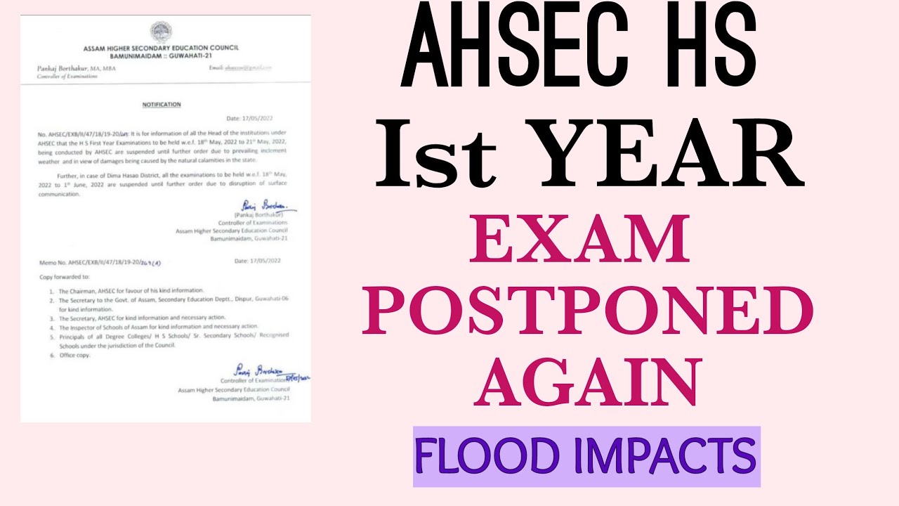 AHSEC Hs 1St Year Exam Cancelled | No exam for hs 1st year | latest news today hs 1st assam students