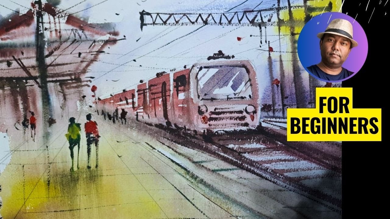 Anyone Can Paint This Railway Station! | Easy Watercolor Tutorial // No Experience Needed!