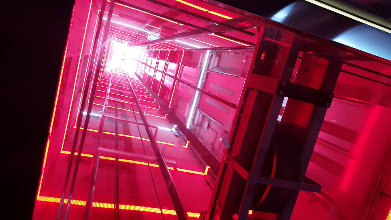 A'DAM Lookout experience elevator going down, A'DAM Toren Amsterdam
