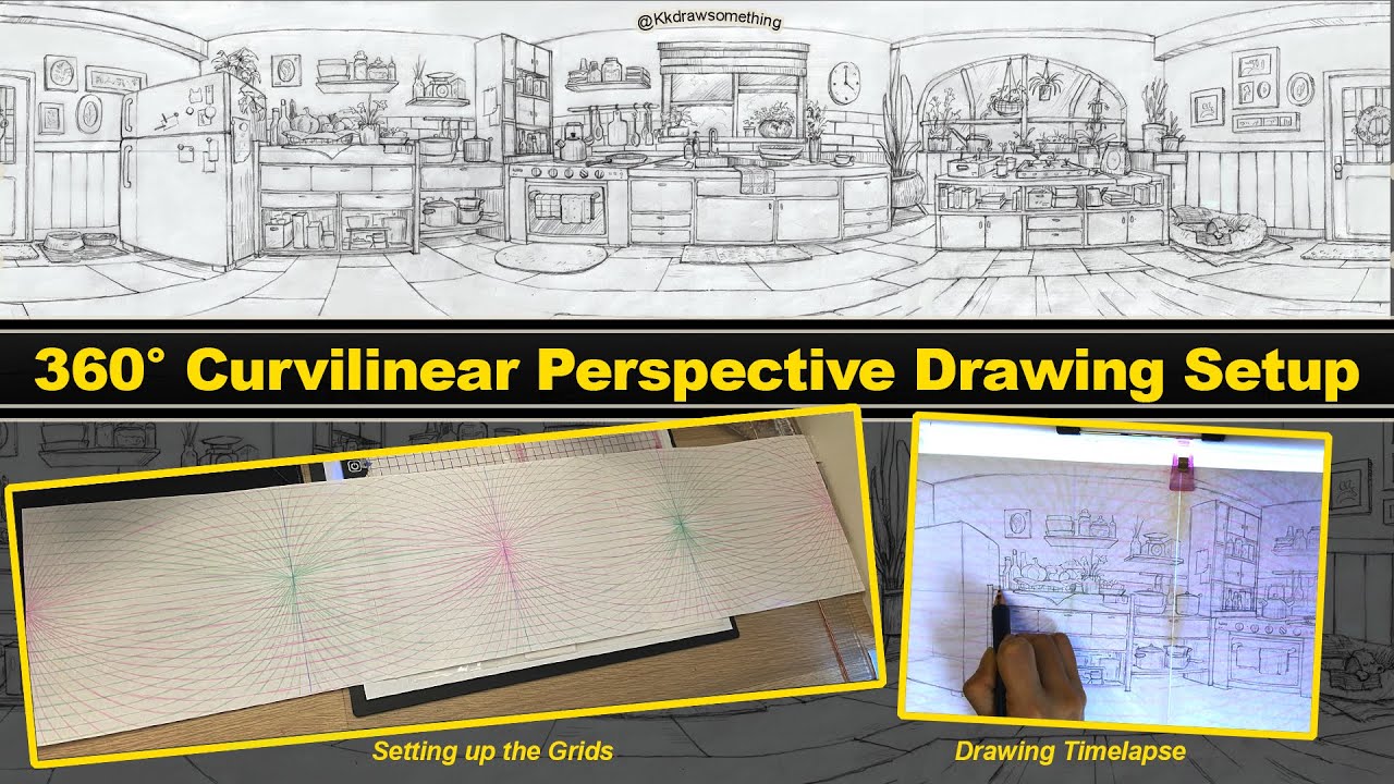 How to draw 360° Curvilinear Perspective (Panoramic Drawing)