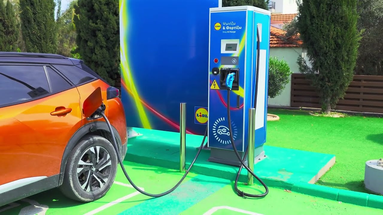 Plug-in Electric Car Charging Station for Free at Lidl