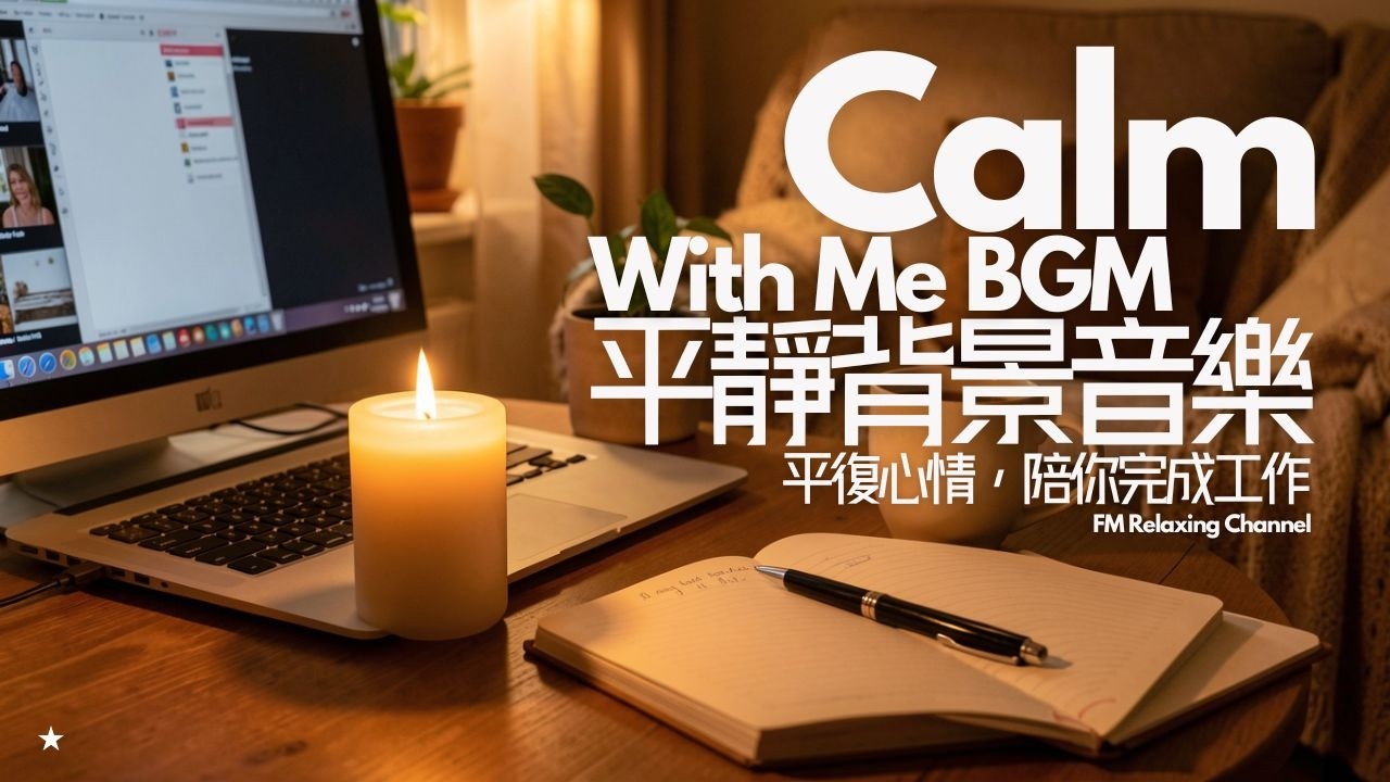 【90 MINS CALM WITH ME BGM】這些輕柔而悅耳的旋律能夠幫助你清除雜念，讓你的心靈沉浸在專注的氛圍中。無論你是閱讀、寫作還是進行任何需要專心的任務，這段音樂都會成為你理想的伴侶