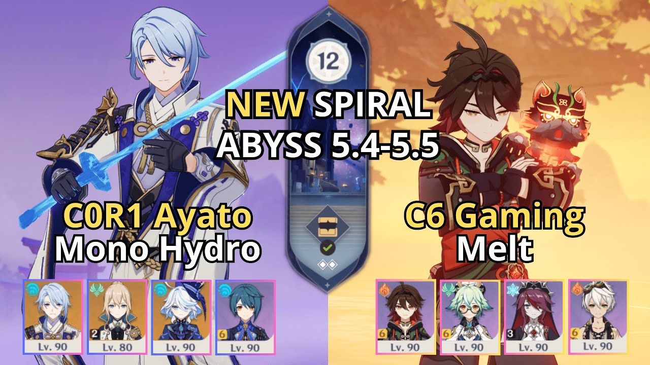 C0R1 Ayato Mono Hydro & C6 Gaming Melt - Spiral Abyss 5.4-5.5 | Floor 12 - Genshin Impact 原神