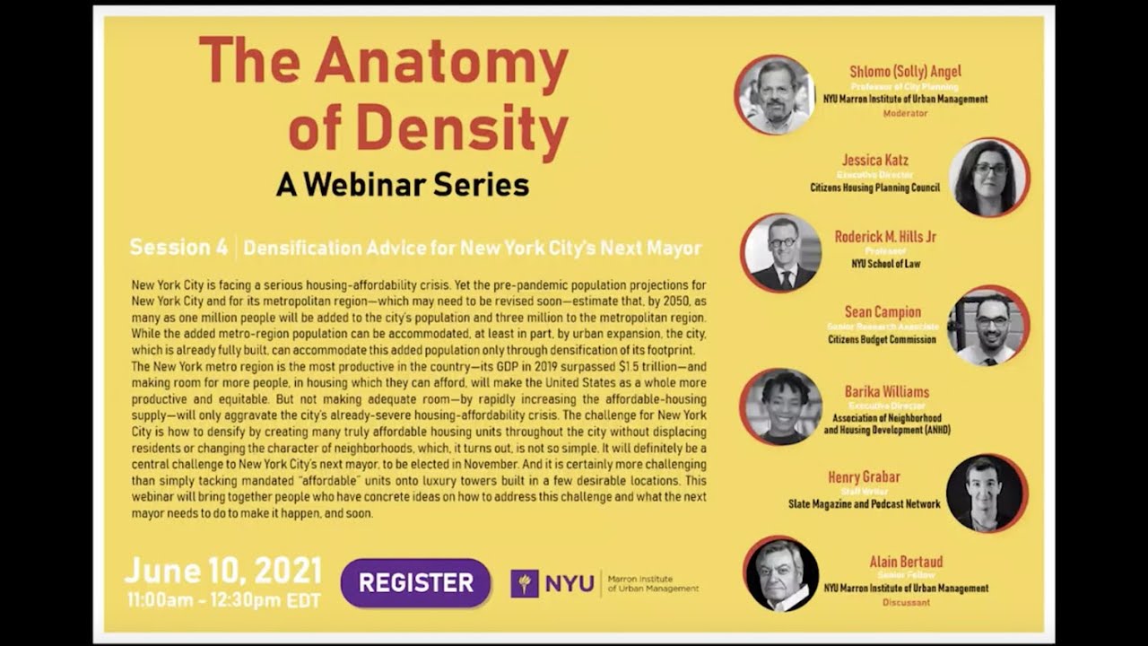 Session Four: Densification Advice for NYC's Next Mayor / The Anatomy of Density / NYU Marron