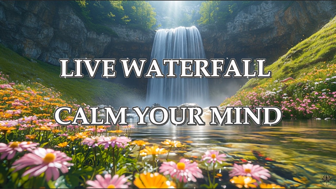 LIVE 🌿 Relaxing Waterfall in Blooming Valley | Nature Sounds, Birds & Soft Wind for Sleep
