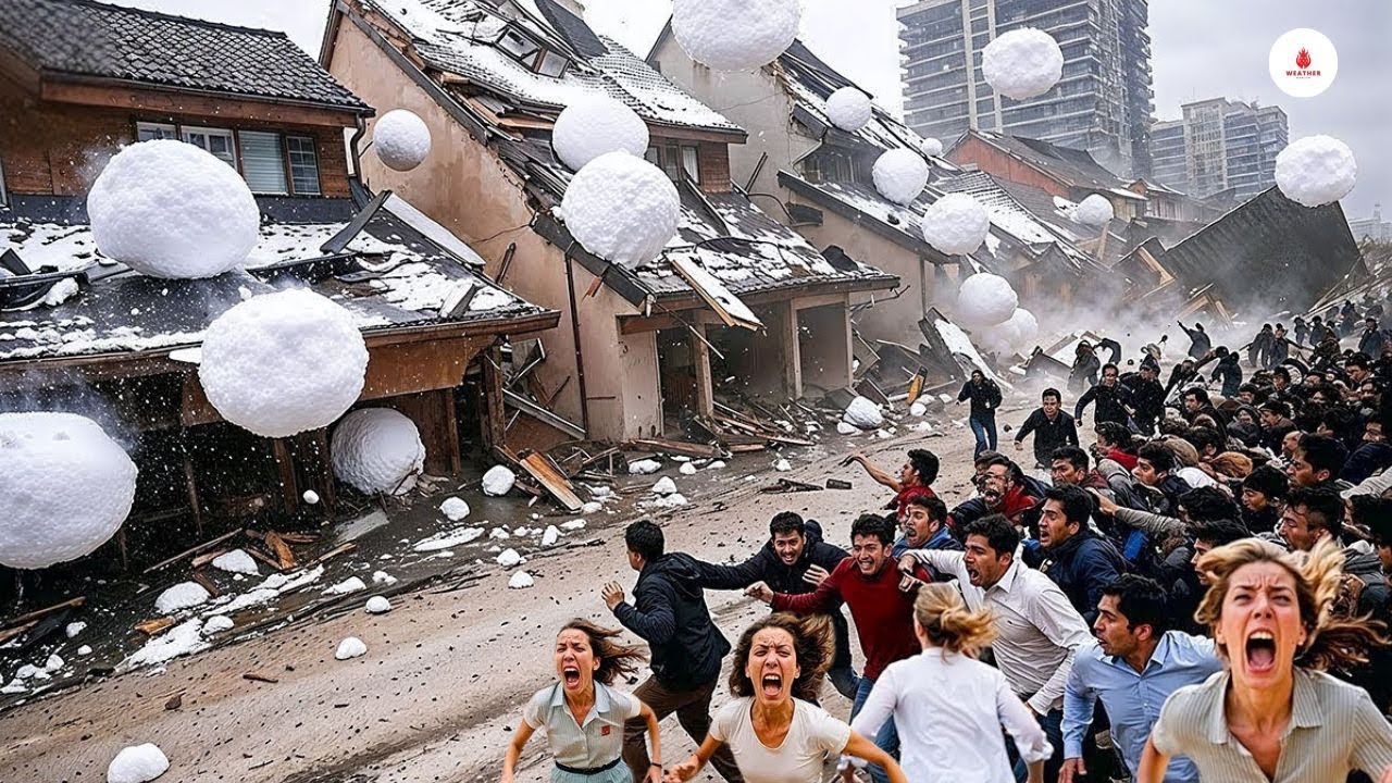 Chaos in Spain! Hail and terrifying floods, smashing vehicles and damaging homes.