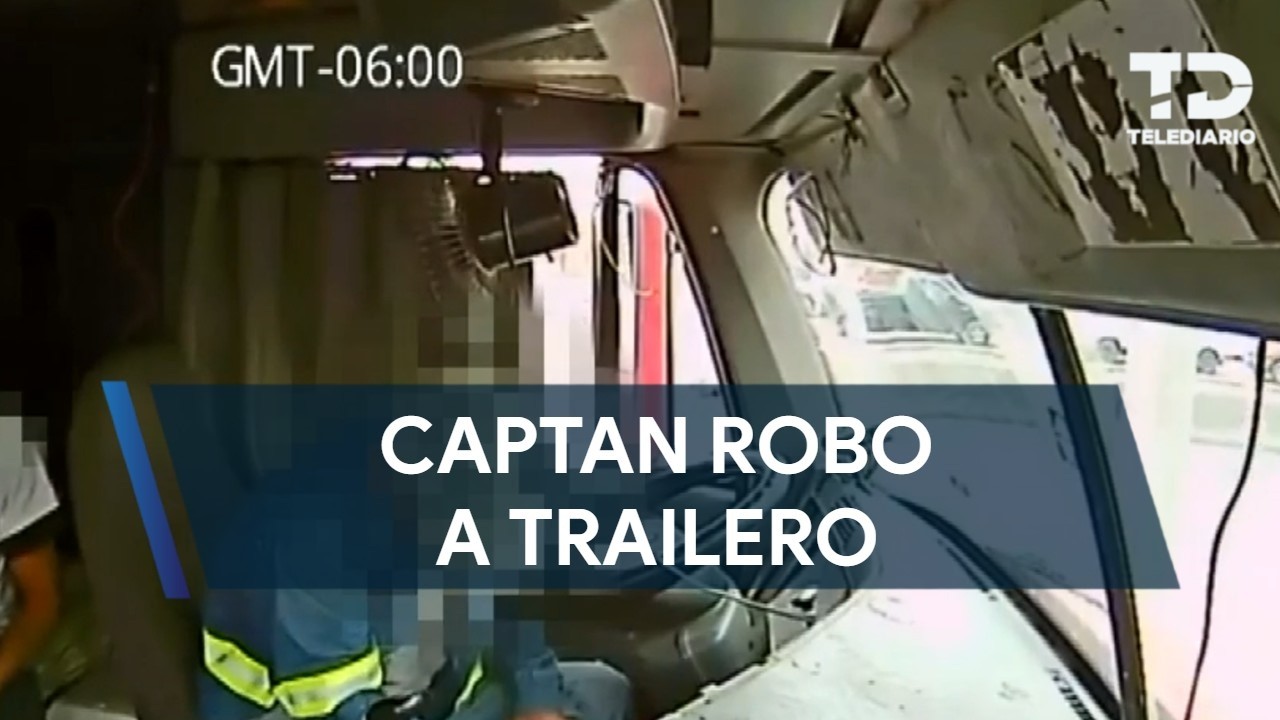 Cámaras captan robo a trailero en Monterrey, Nuevo León