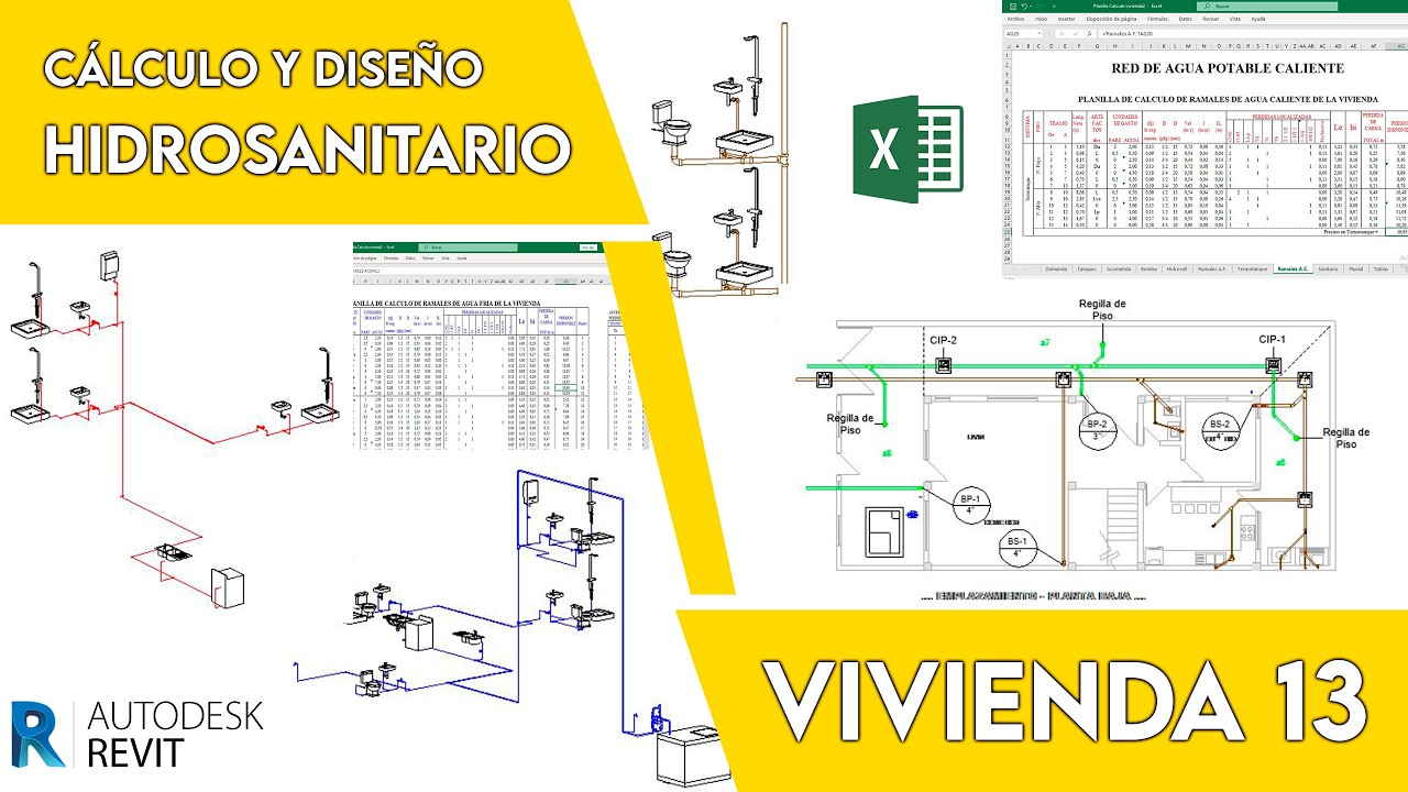 Cálculo y Diseño Hidrosanitario con Excel, Autocad y Revit - Vivienda 13 #revit #autocad #excel