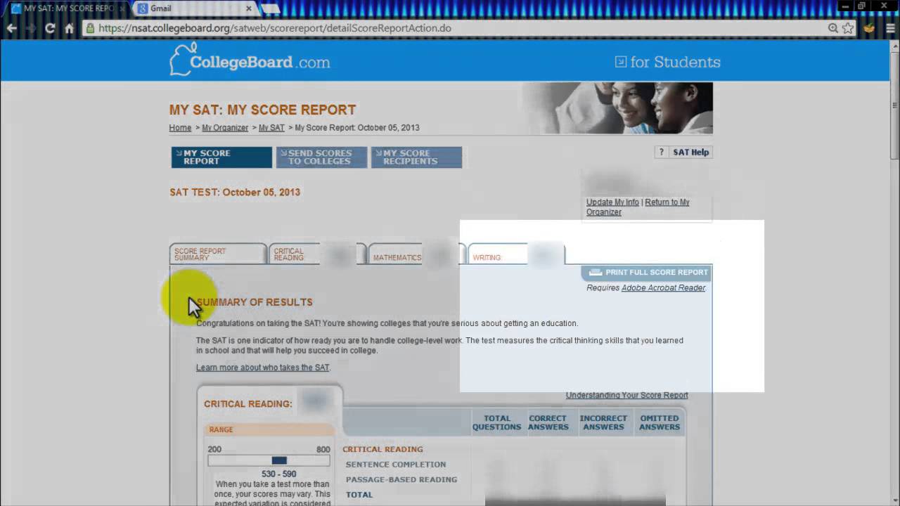 Downloading SAT Score Report