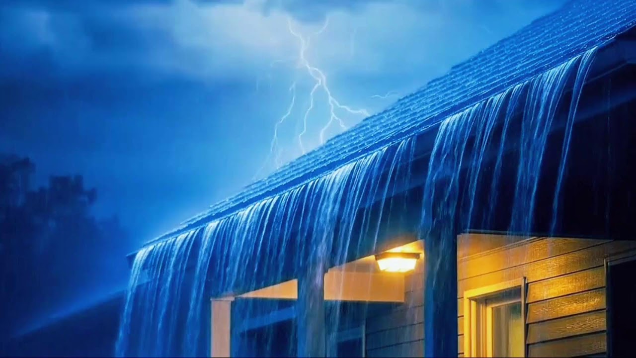 No Ads Rain Sounds for Sleeping - ASMR Torrential Rain On Tin Roof for Deep Night Sleep & Calm Mind