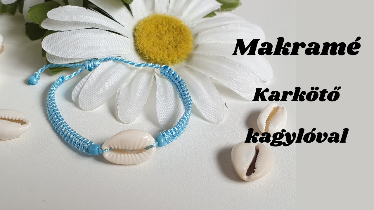 Makramé karkötő kagylóval/ Makramee Armband mit Muschel / Macramé bracelet with shell / SzilsMakramé