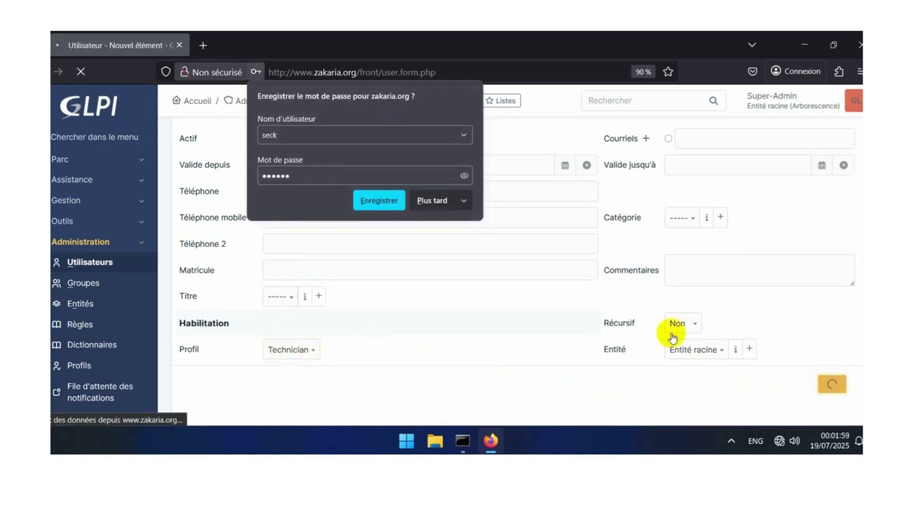GLPI - Comment ajouter un utilisateur et lui attribuer un profil (Tuto complet)
