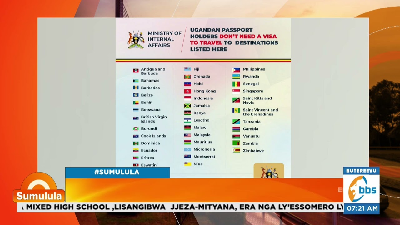 Gaagano Amawanga Bannayuganda Gyebasobola Okugenda  nga Tebalina Visa. #Sumulula