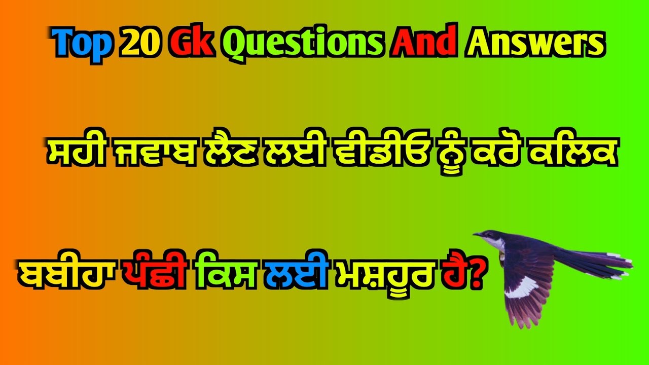 ਬਬੀਹਾ ਪੰਛੀ ਕਿਸ ਲਈ ਮਸ਼ਹੂਰ ਹੈ | Quiz in gk | Gk in Punjabi #jeetagkexpress 