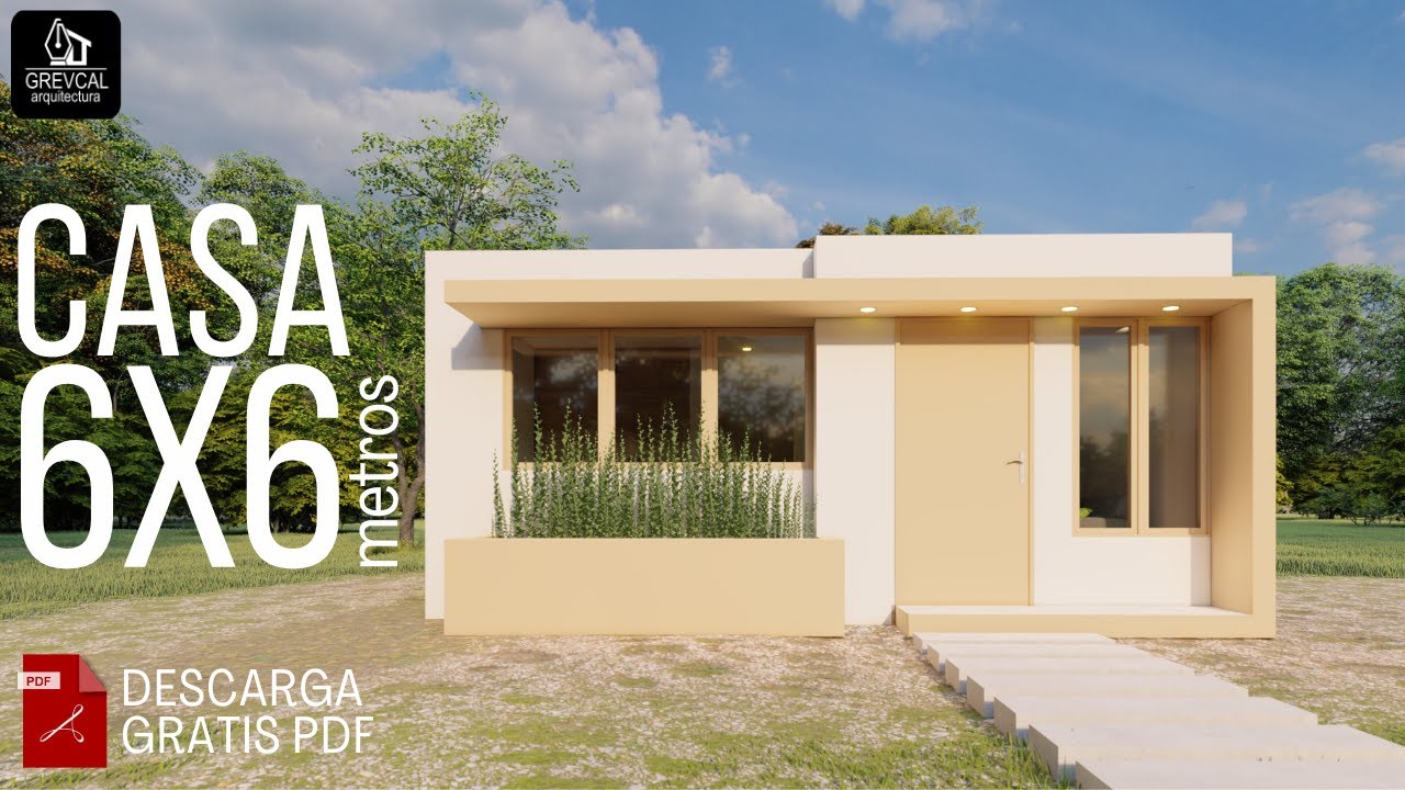 PLANO DE CASA de 6x6 metros con UN DORMITORIO/ Small house of 6x6 meters/ 6x6 House plans
