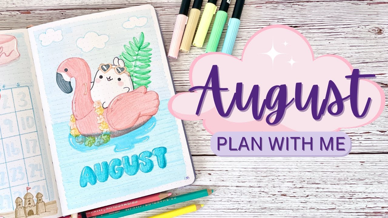 August plan with me 🐰 Molang kawaii bullet journal collab