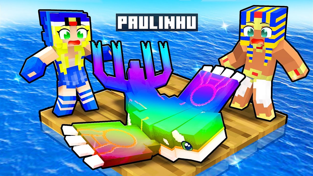 Fingi ser um BEBÊ KYOGRE OP em uma JANGADA no Minecraft