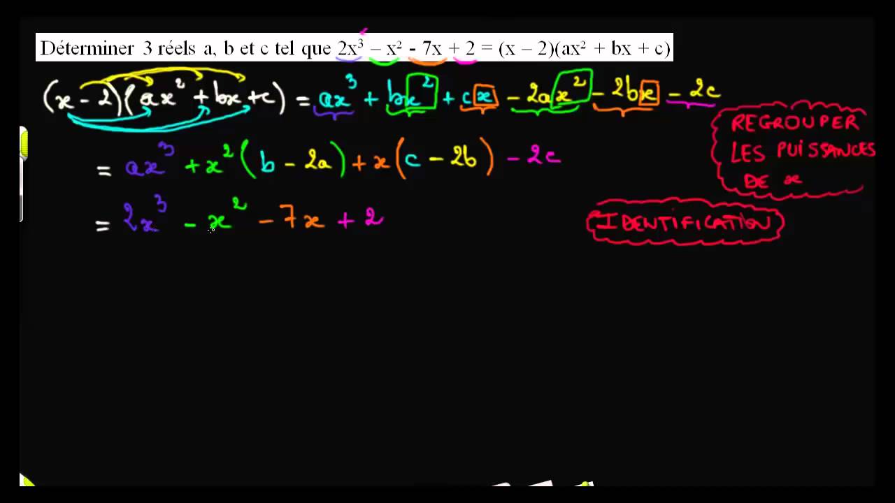 Trouver les coefficients d'un polynôme : b) identification
