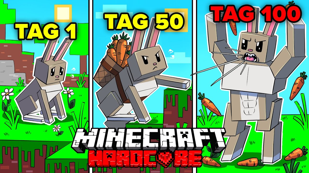 Ich überlebe 100 TAGE als HASE in Minecraft Hardcore!