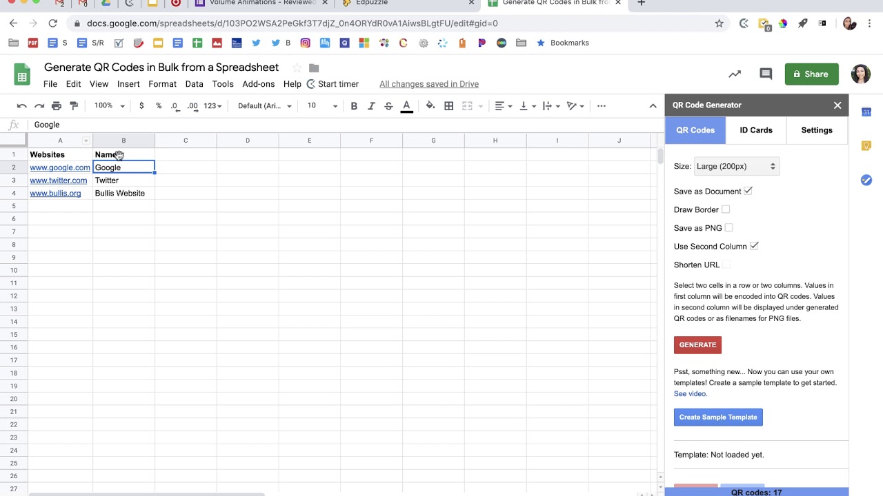 Generate QR Codes in Bulk from a Spreadsheet