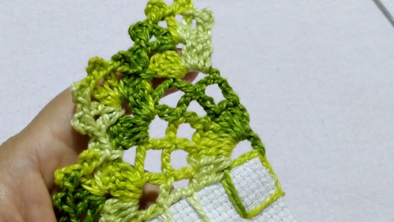 Bico/barrado de crochê carreira única para pano de prato e toalhas #crochê #crochet #barrado #224