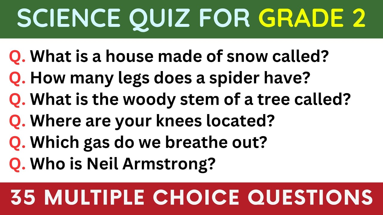 Junior Science Quiz for Grade 2 | 35 Multiple Choice Questions with Answers | Kids Learning Video