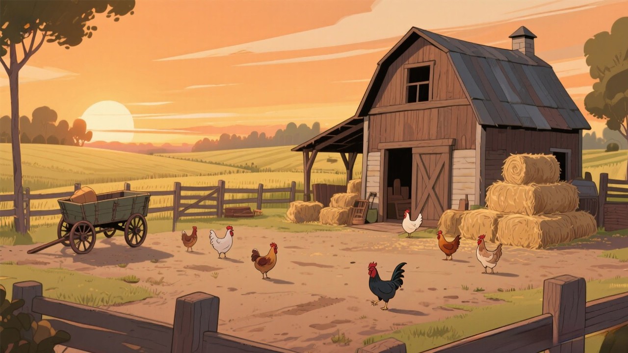 A 1930s Rural Farmyard — Another Place Where Chickens Wander Across the Quiet Front Yard