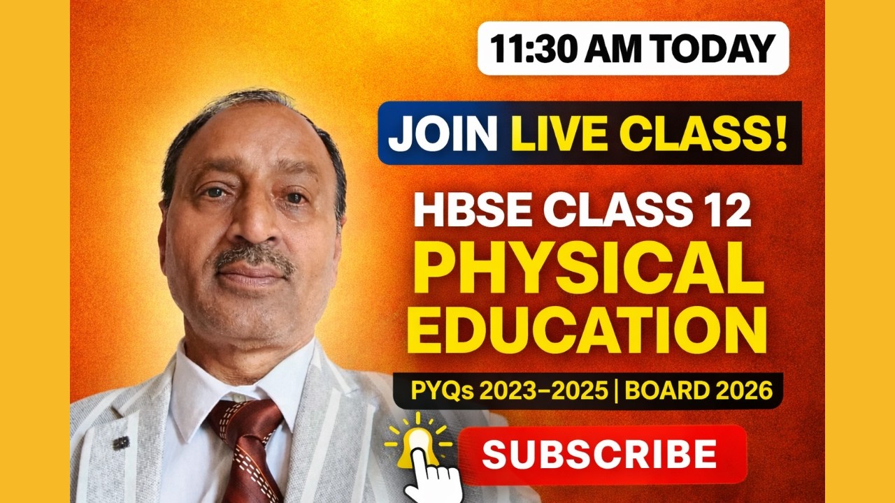 HBSE CLASS 12 PHYSICAL EDUCATION GOLDEN REVISION IN ONE SHOT | LIVE AT 11.30 AM @principalsiracademy