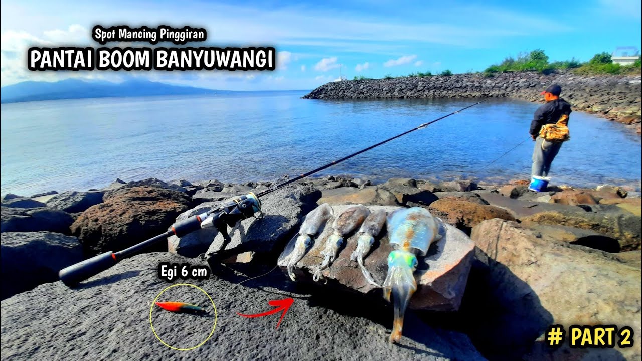 Mancing Cumi Pinggiran Pagi Hari || Spot Pesisir Pantai Boom Banyuwangi || PART 2