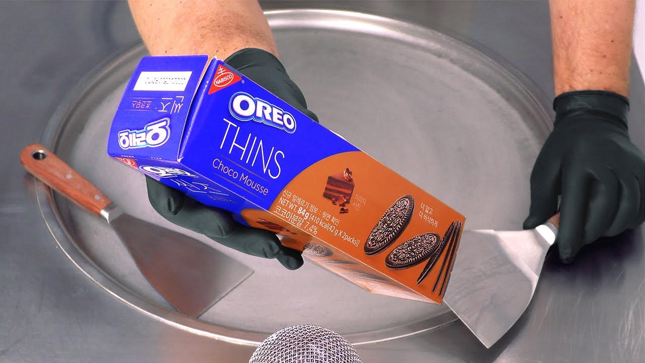ASMR | Oreo Thins - Choco Mousse Cookies | how to make Cookies and Cream Chocolate Ice Cream Rolls