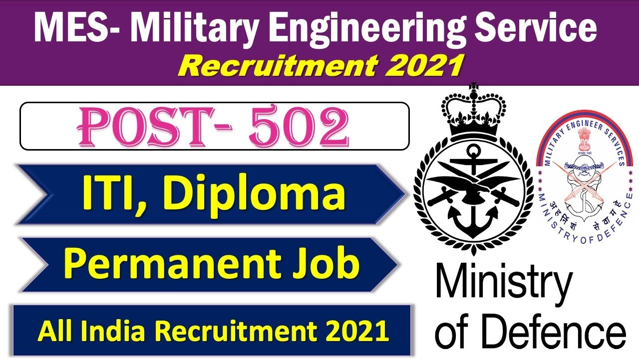 MES - Military Engineering Service Recruitment 2021 for ITI, Diploma Students || MES Job 2021