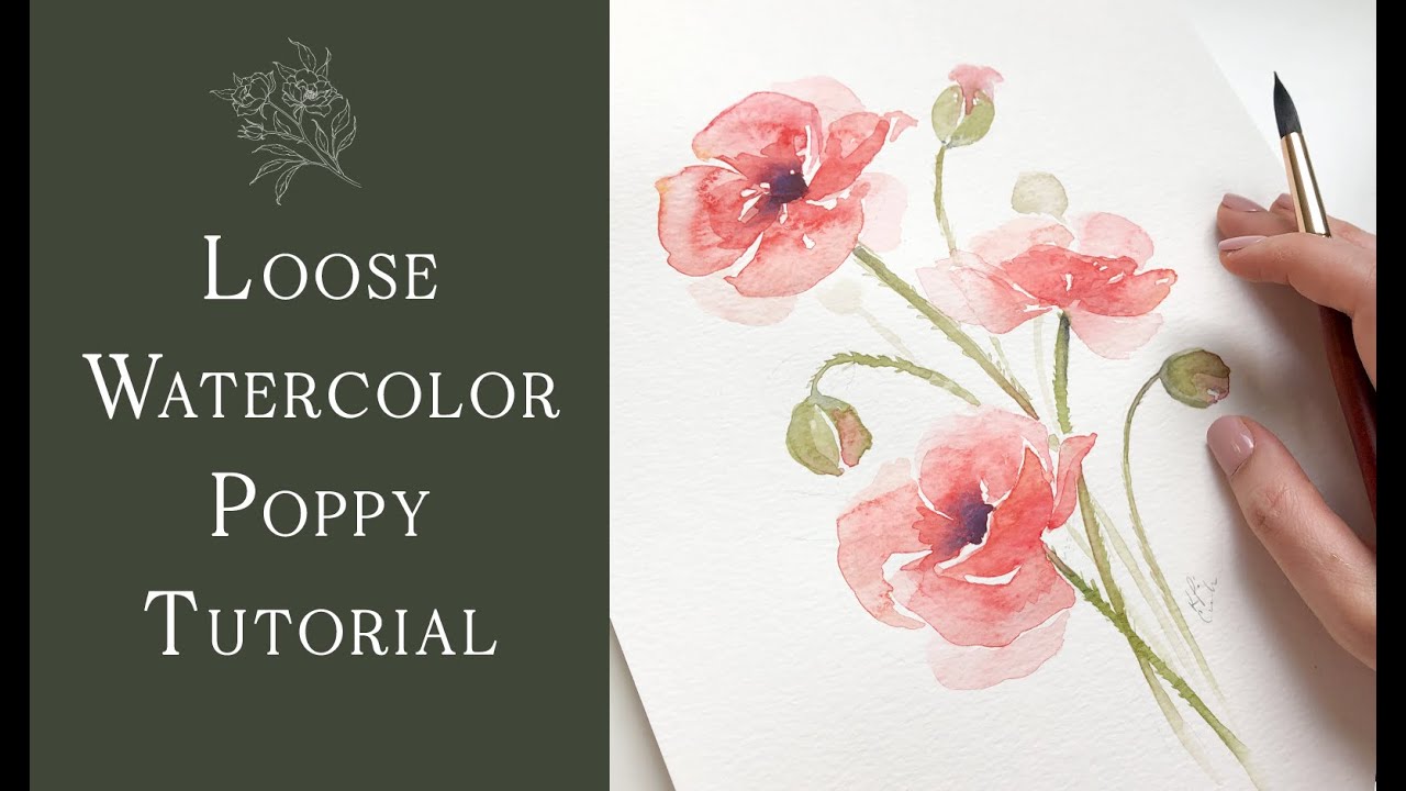 Loose Watercolor Poppy Flower Tutorial - Paint with Me