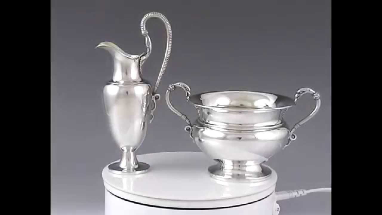 c1880s German .800 Silver Sugar Bowl Creamer Snake Handles T. Heiden 51299 Sugar Creamer