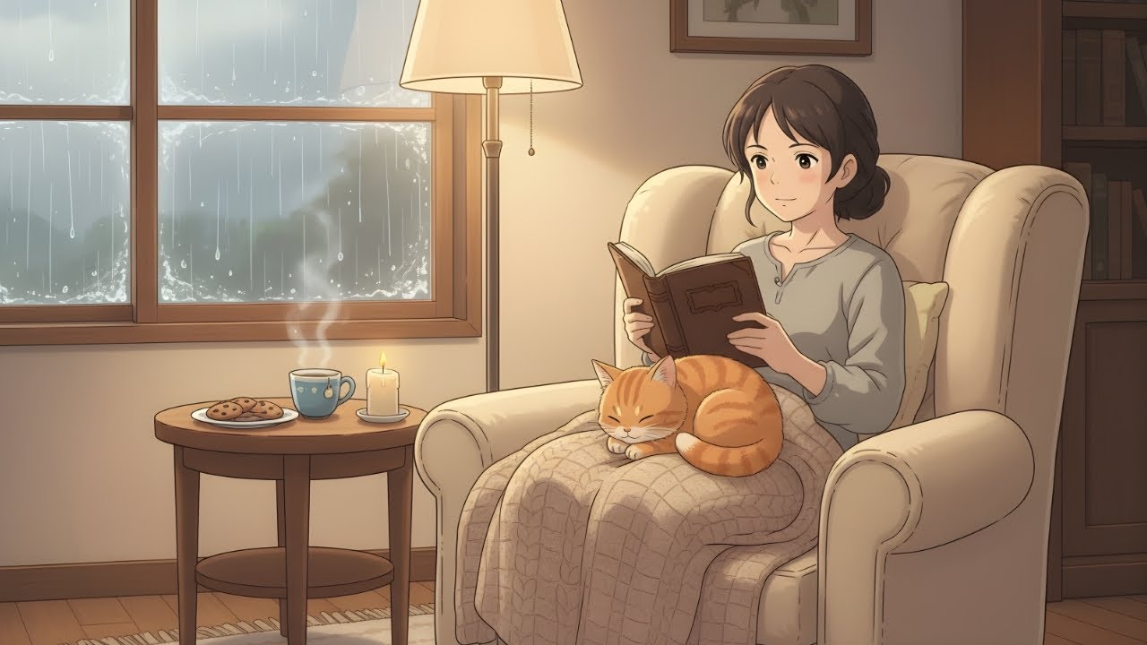 Уютный Дождливый День Дома 🌧️ Чтение, Какао и Кошка