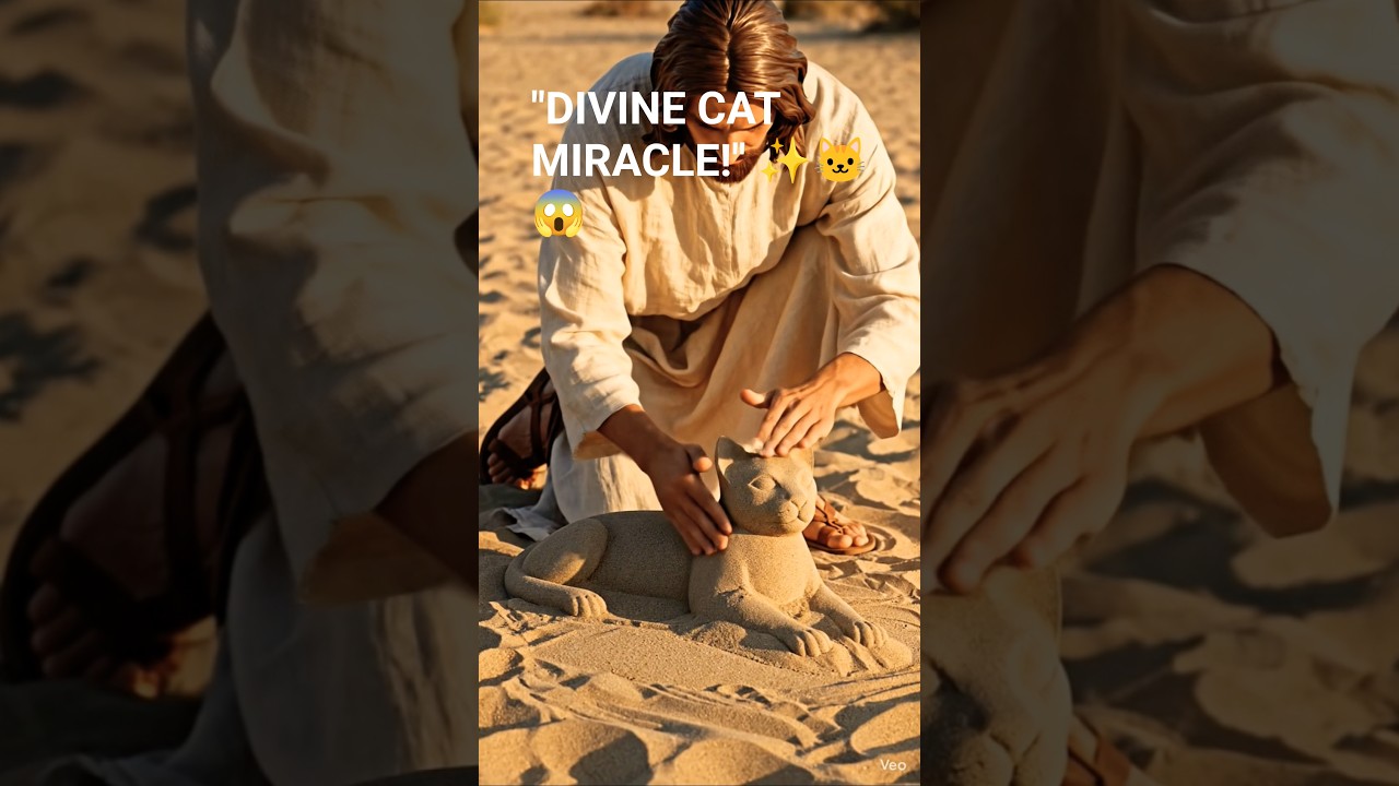 Jesus Creates a Living Cat from Sand 😺😱✨ | Divine Miracle #shorts #jesus