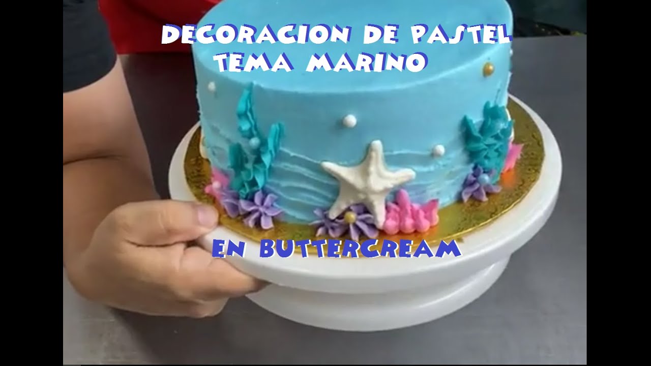 Tutorial de Decoración de pastel tema marino frosting