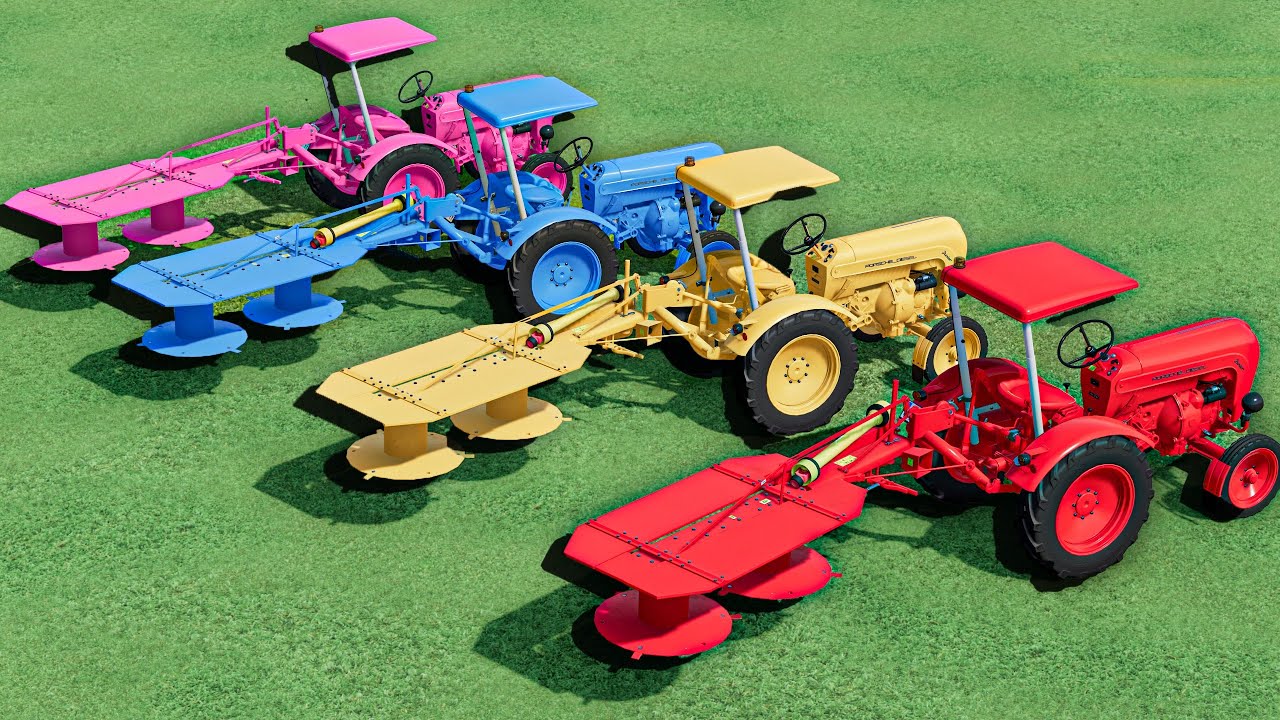 Work with COLORS - MINI TRACTORS ON GRASS MOWING ! FARMING SIMULATOR 25