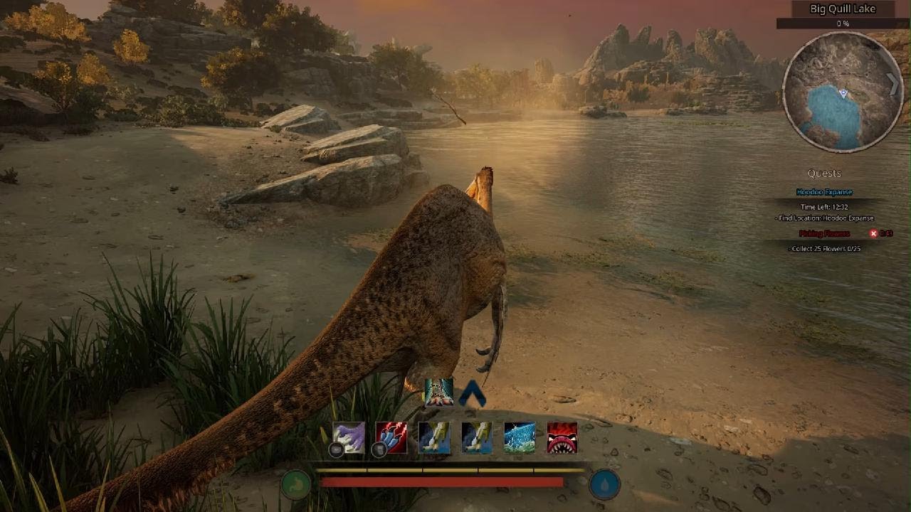 Path of Titans_ landbuild duck vs 2 spinos (he goes flying xD)
